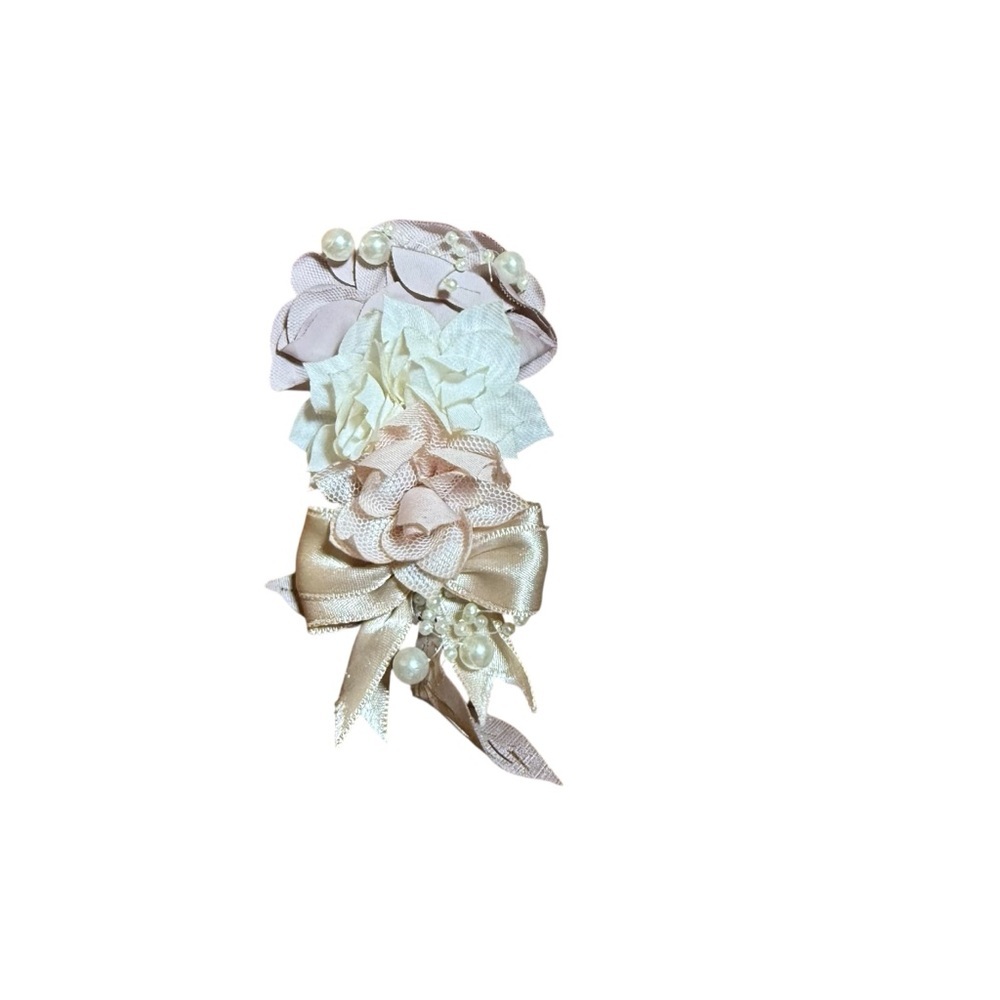Girls Blush Pink Ivory Floral Hair Clip Brooch Pearl Bow Kids Accessory